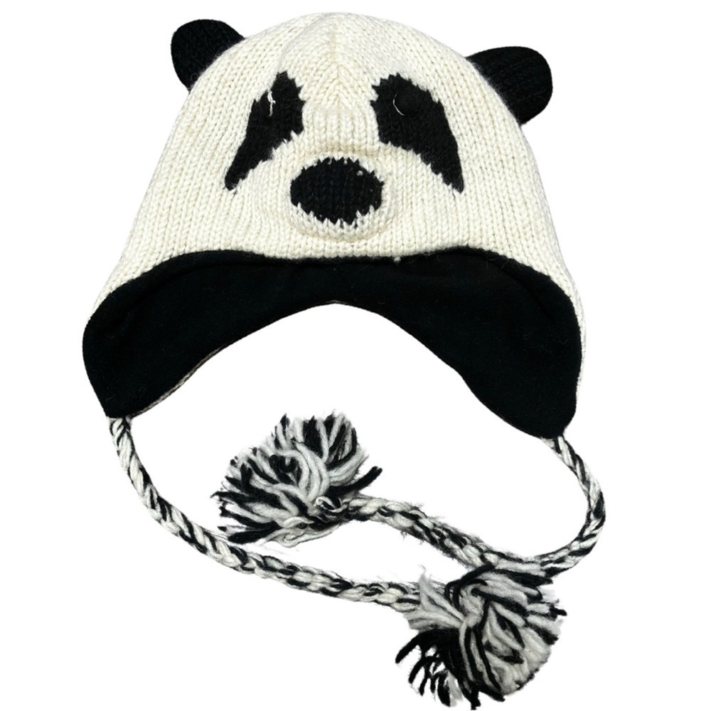 Wool panda hat for kids